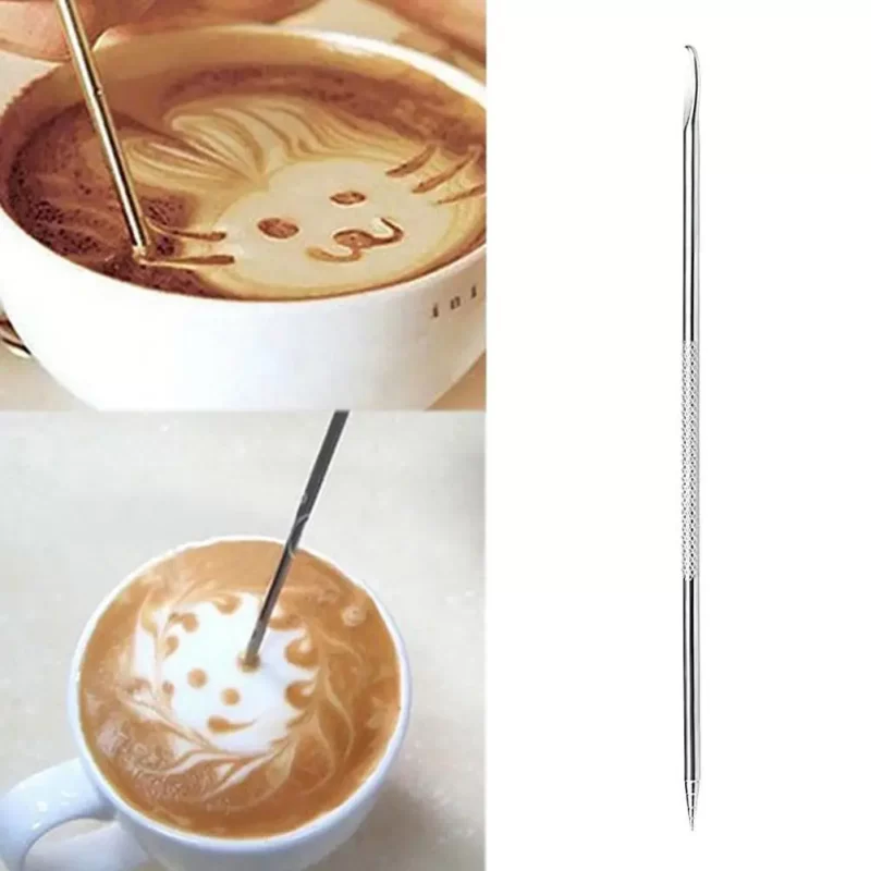 Stainless Steel Barista Coffee Drawing Latte Art Espresso Cappuccino Decorating Tamper Needle Pen Coffee Stick Tools 2021