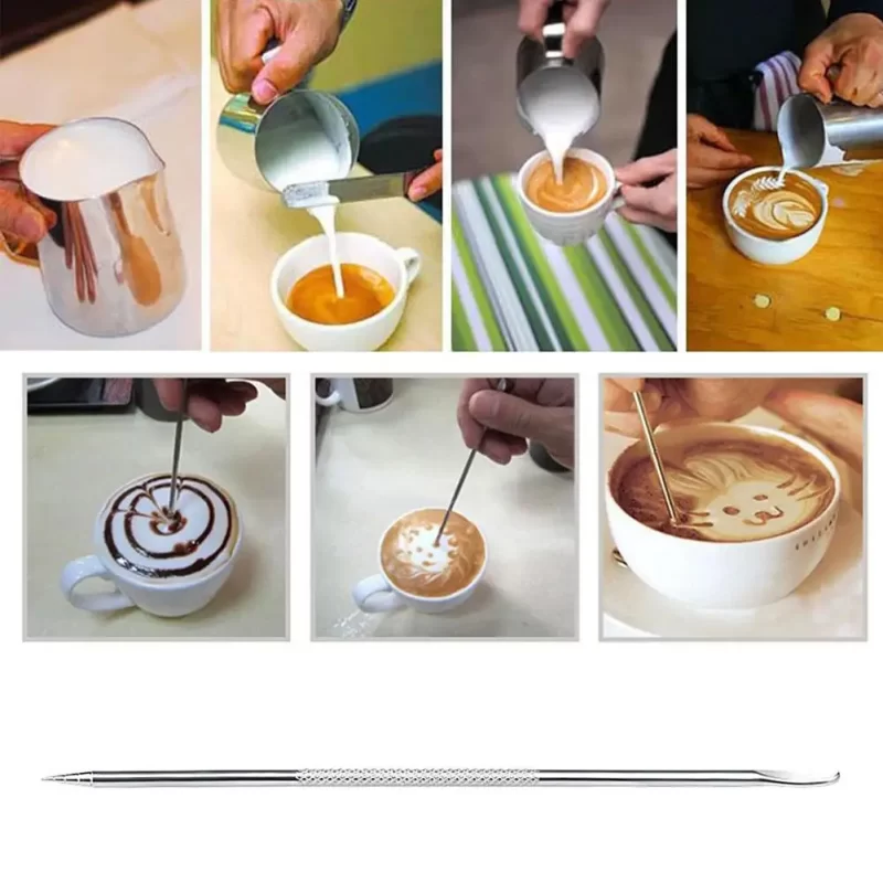 Stainless Steel Barista Coffee Drawing Latte Art Espresso Cappuccino Decorating Tamper Needle Pen Coffee Stick Tools 2021 - Image 5