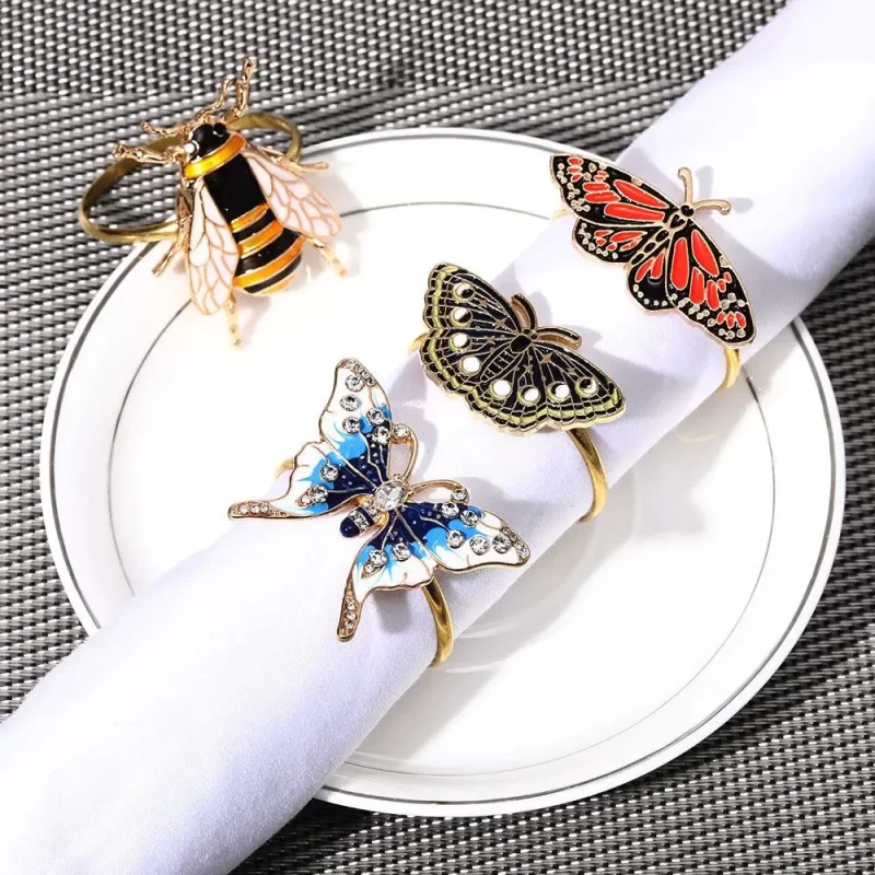 Kitchen & Bar Creative Bees Hamburger DIY Craft Animal Shape Mouth Ring Wedding Supplies Table Decoration Napkin Ring