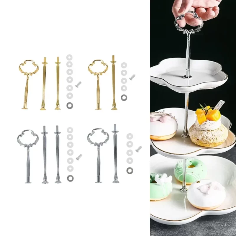 2/3 Tier Cake Stand Fruit Plate Handle Fitting Hardware Rod Stand Holder For DIY Tray Epoxy Holders Dish Bakeware Cake Tools - Image 3