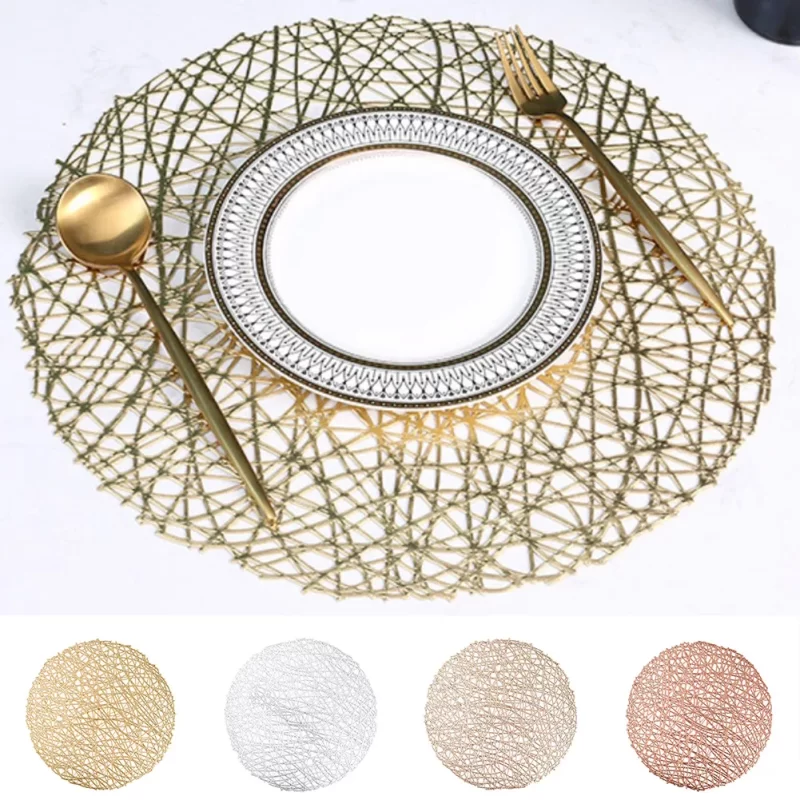 1PCS Tableware Mats 39cm Hollow PVC Non-slip Meal Mat Dining Table Heat Insulation Parts For Kitchen Living Room Home Decoration - Image 2