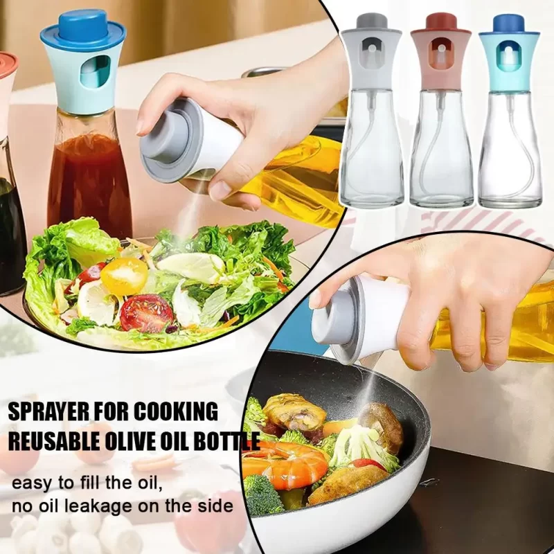 Press-type Spray Glass Oil Bottle Kitchen Household Barbecue Spray Bottle Oil Spray Pot For Cooking Reusable Olive Oil Bott E1J8