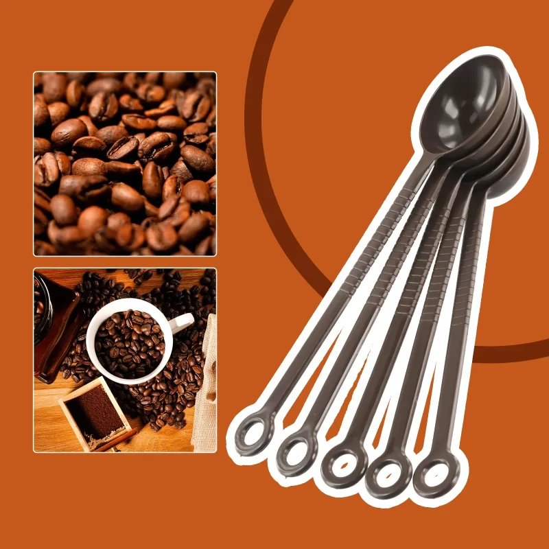 Plastic Spoons Brown Espresso Fruit Powder/Coffee Kitchen Maker Measuring Scoop Set Tool 5PCS High Quality New