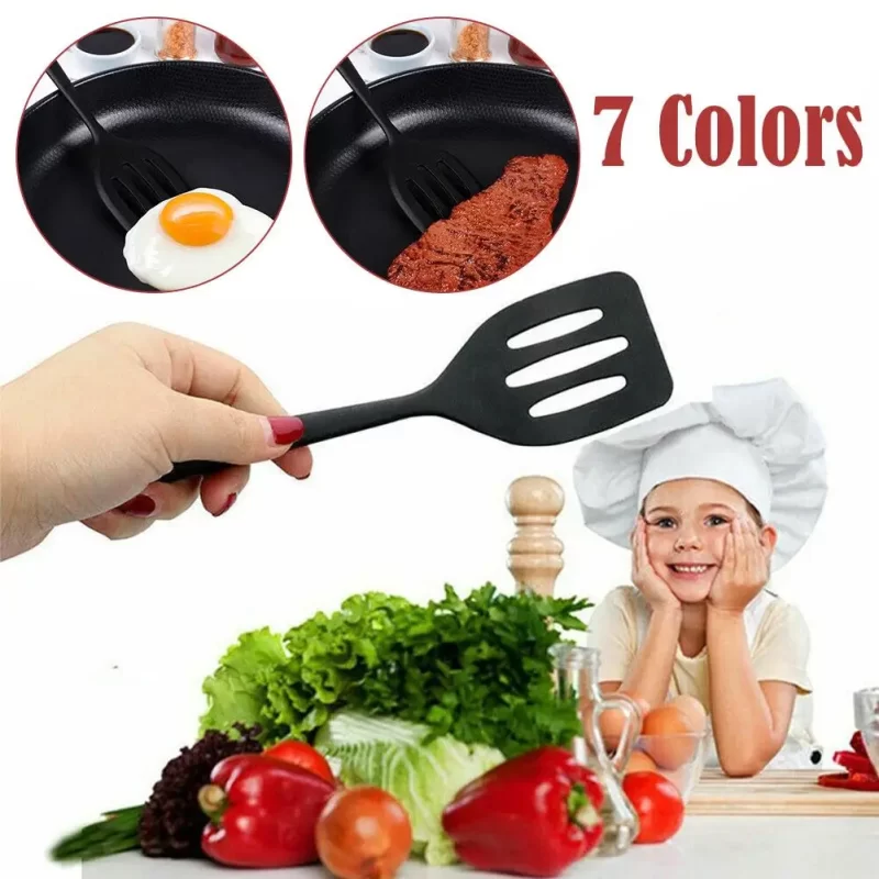 Non Stick Silicone Slotted Turner High Heat Resistant Pancake Utensils Shovel Cooking Tools Kitchen Pan Spatula Cooking Fry K9R3 - Image 4