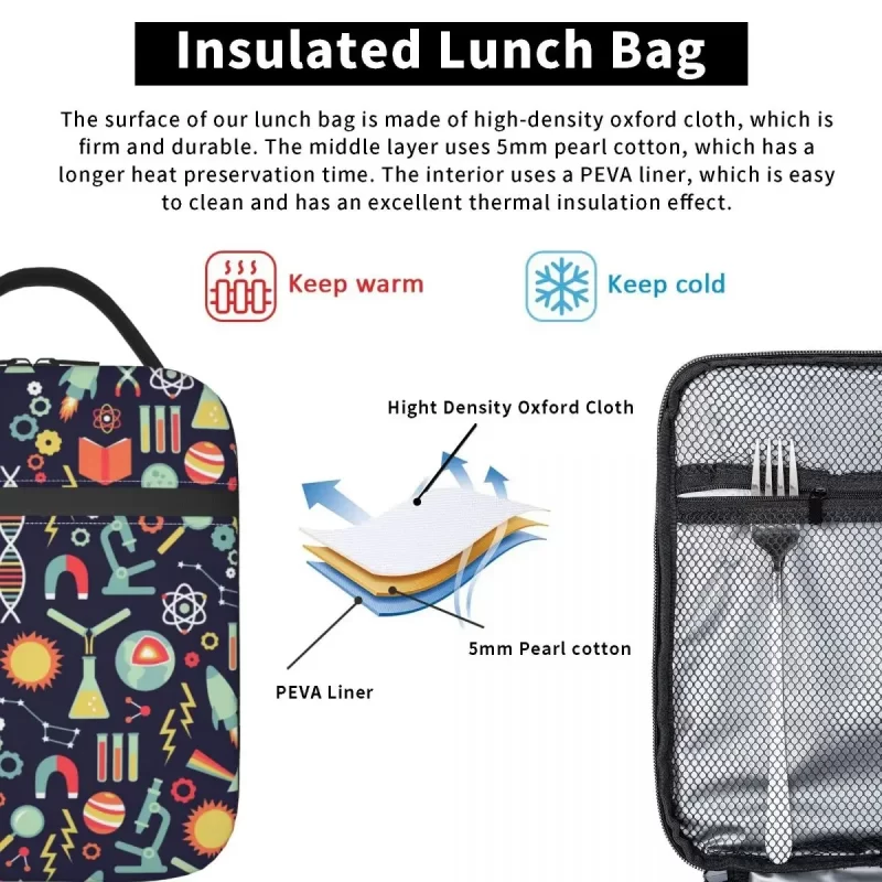 Custom Back To School Science Studies Lunch Bag Men Women Thermal Cooler Insulated Lunch Box for Student School - Image 4