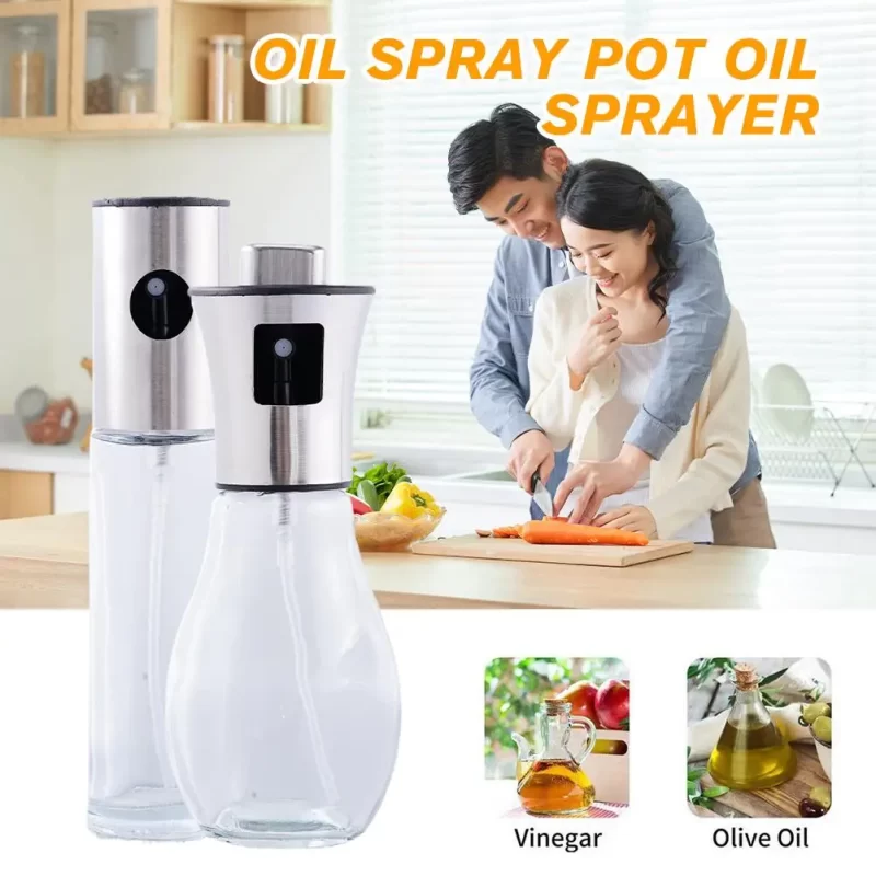 Olive Oil Atomization Spray Bottle,Kitchen Air Fryer Pressure Cooking Spray Bottle,Barbecue Glass Leak-Proof Bottle Oil Oil A4V6