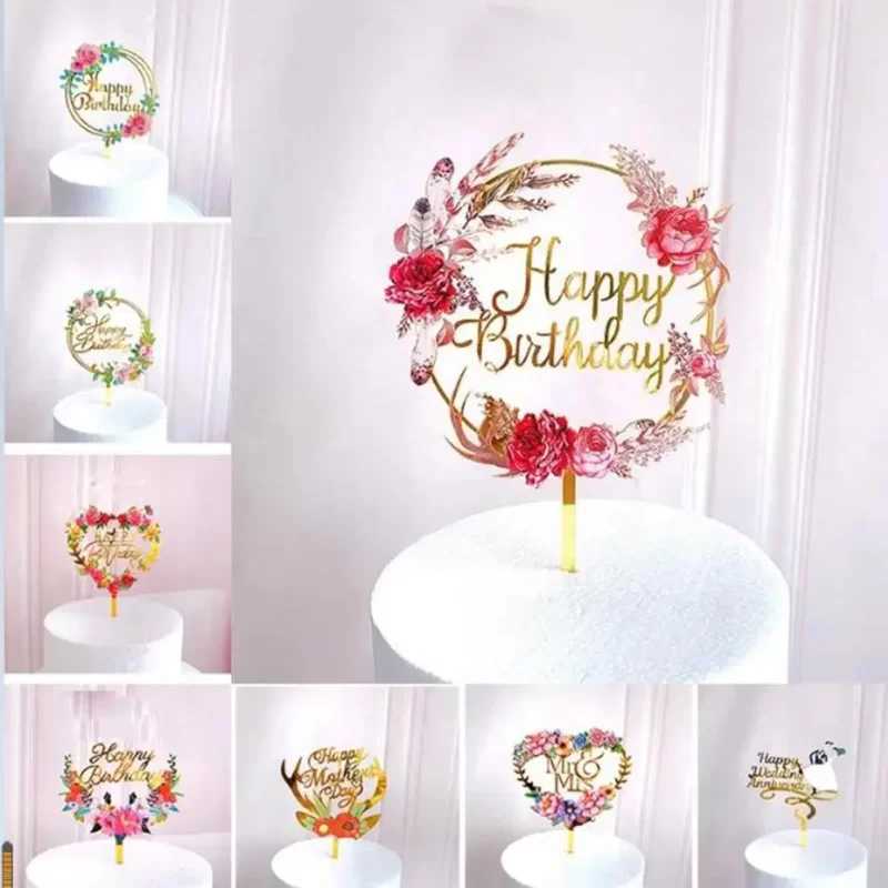 Acrylic Cake Topper Decoration for Birthday Wedding Party Photo Prop Party supplies Baking Cupcake Dessert topper Cake Decor