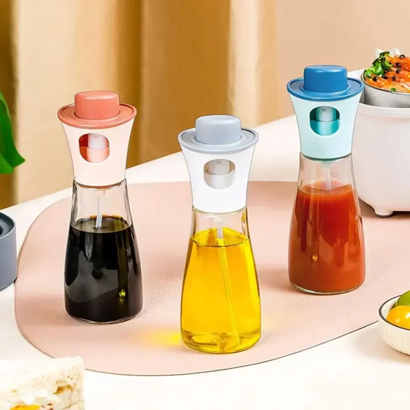 Press-type Spray Glass Oil Bottle Kitchen Household Barbecue Spray Bottle Oil Spray Pot For Cooking Reusable Olive Oil Bott Q3E1