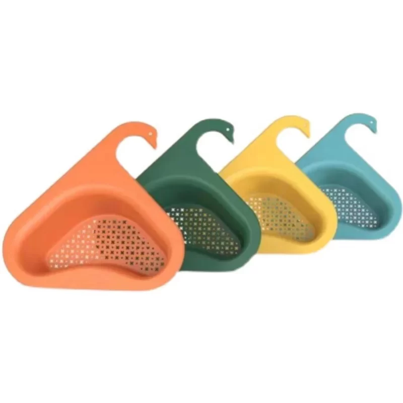 Drainage Basket Triangular Sink Filter Wet Dry Separation Vegetable Fruit Drainer Basket Suction Cup Rack Kitchen Tool - Image 2