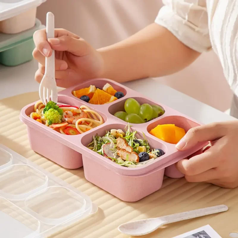 Lunch Box with 5 Compartments Meal Prep Containers for Adults Reusable Bento Lunch Box Containers 5-compartment Snack for Adults