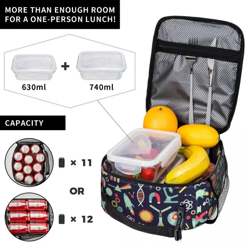 Custom Back To School Science Studies Lunch Bag Men Women Thermal Cooler Insulated Lunch Box for Student School - Image 3