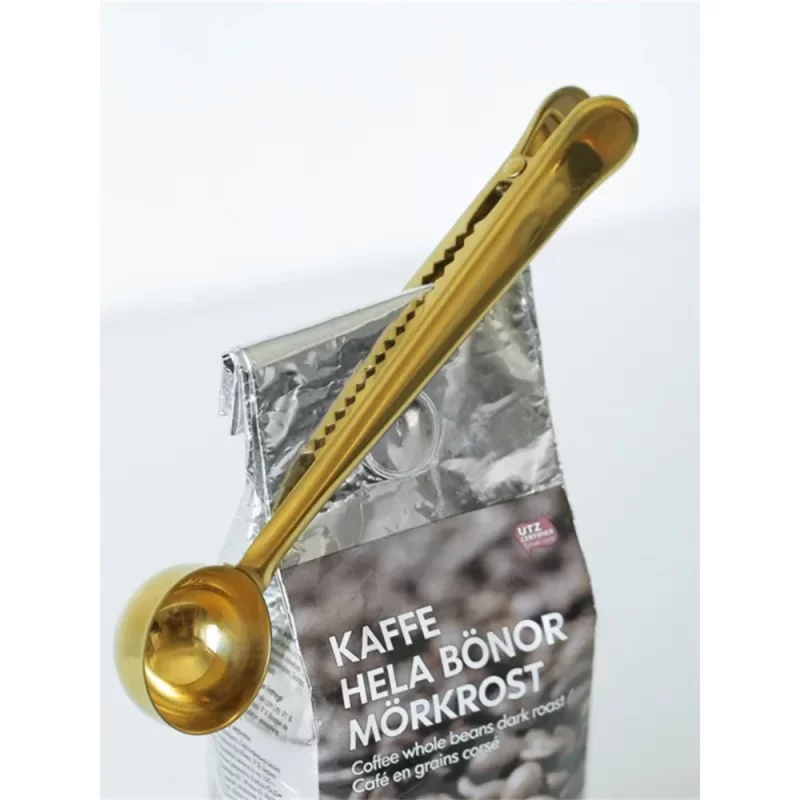 2-in-1 Coffee Scoop Stainless Steel Measuring Coffee Bean Measuring Spoon with Sealing Clip Tea Milk Powder Scoop Coffee Tool - Image 4