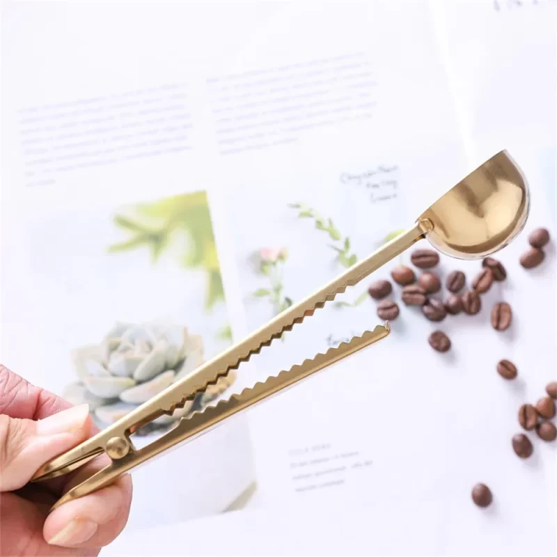 2-in-1 Coffee Scoop Stainless Steel Measuring Coffee Bean Measuring Spoon with Sealing Clip Tea Milk Powder Scoop Coffee Tool - Image 3