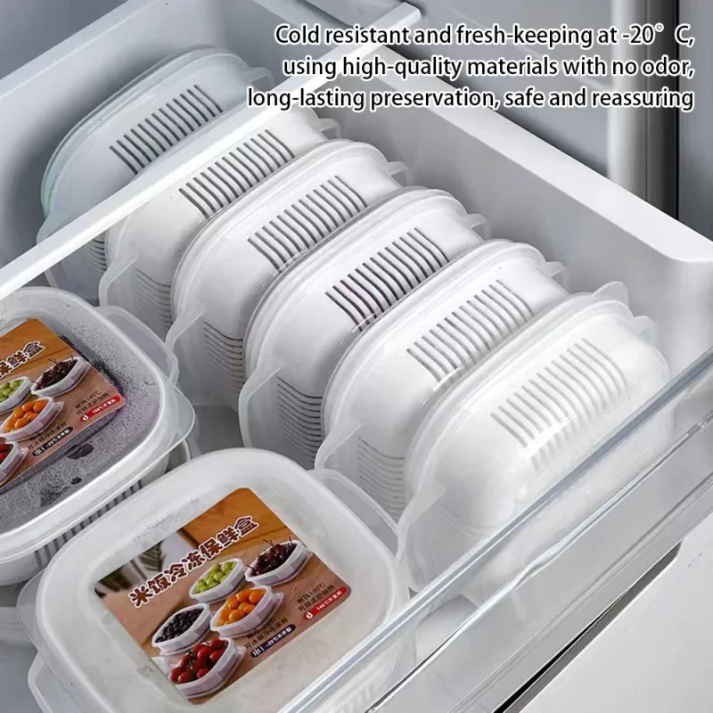 1pcs Microwavable Rices Freshing Box with Transparent Lid Reusable Organiser Large Capacity Fruit Box Kitchen Accessories - Image 4