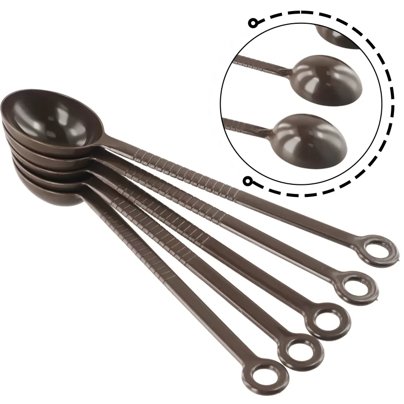 Plastic Spoons Brown Espresso Fruit Powder/Coffee Kitchen Maker Measuring Scoop Set Tool 5PCS High Quality New - Image 4