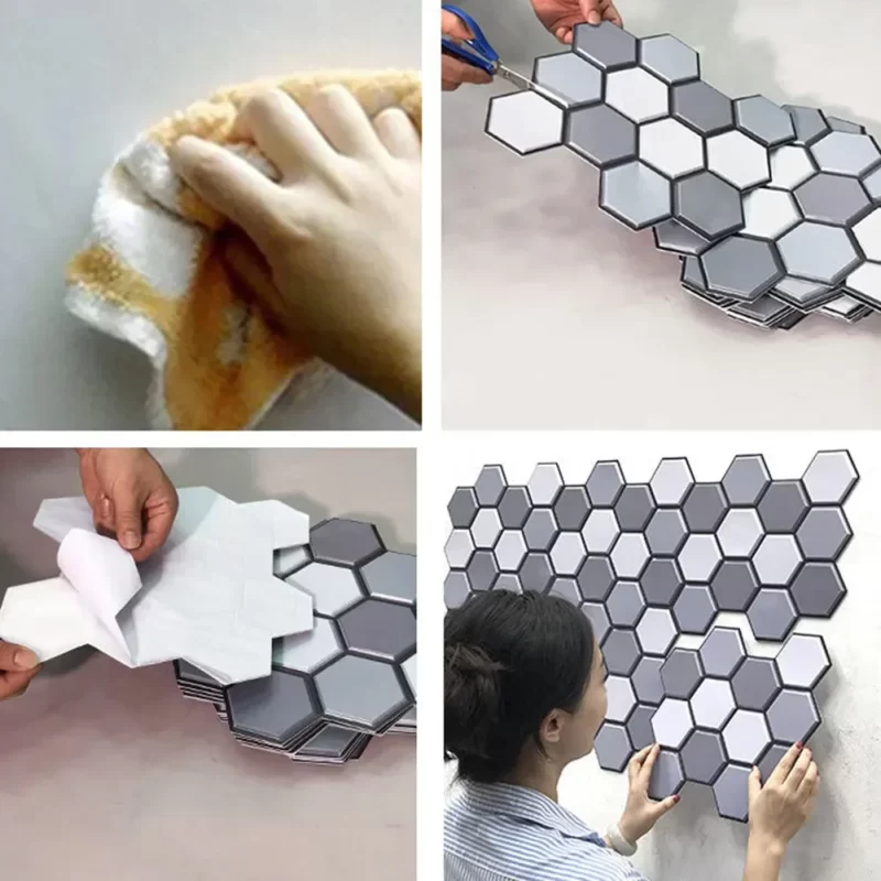 Tile Sticker 3D Three-dimensional Personalised Wall StickersWaterproof Wallpaper Kitchen Oil-proof Sticker Bathroom Home Decor - Image 3